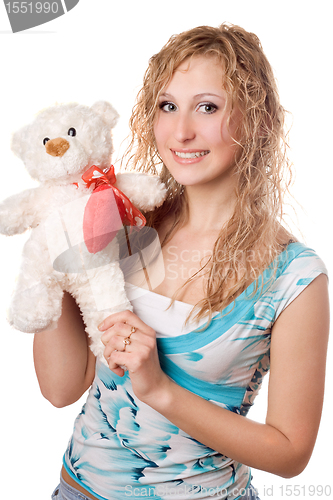 Image of blonde with teddy bear