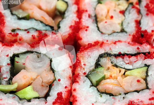 Image of rolls and sushi macro