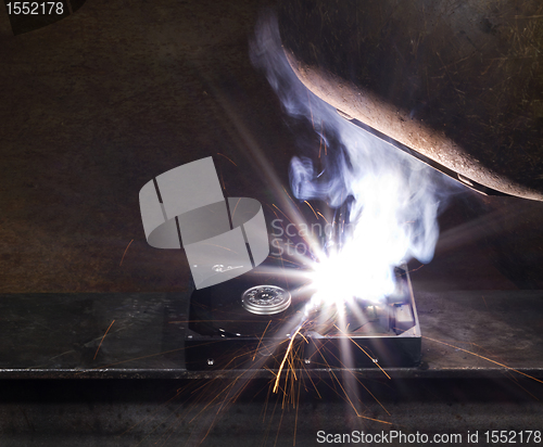 Image of welding on a hard drive