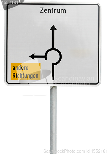 Image of white direction sign (clipping path included)
