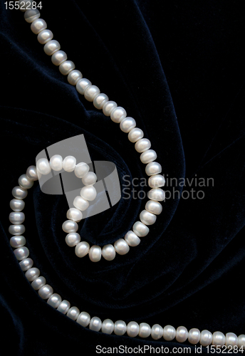 Image of White pearls on the black velvet