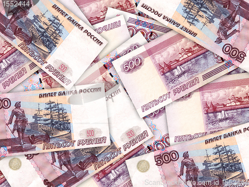 Image of Background of money pile 500 russian rouble