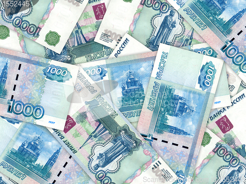 Image of Background of money pile 1000 russian rouble