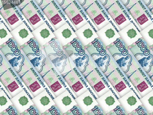 Image of Background of money pile 1000 russian rouble