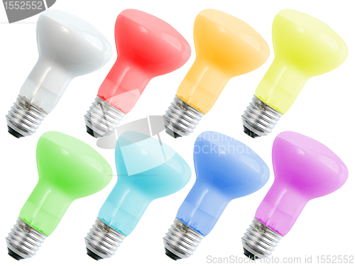 Image of Set of colored compact lighting lamps