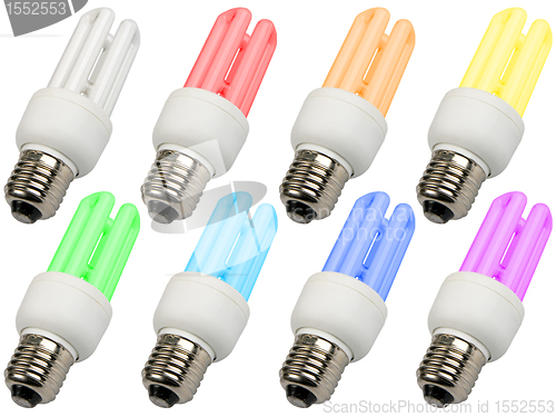 Image of Set of colored compact lighting lamps