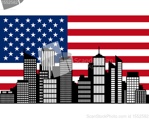 Image of City and flag of USA