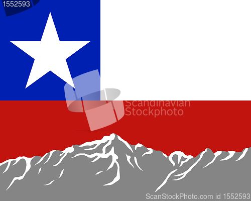 Image of Mountains with flag of Chile