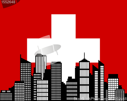 Image of City and flag of Switzerland