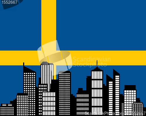 Image of City and flag of Sweden