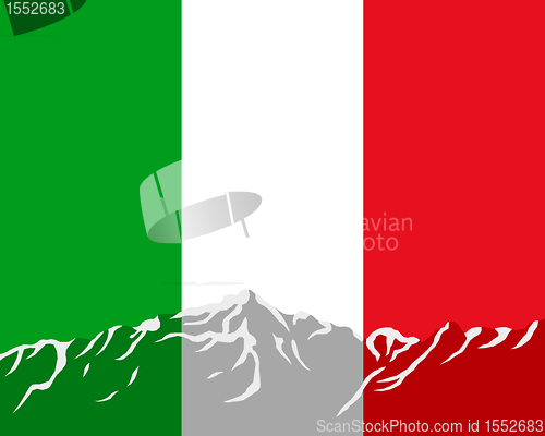 Image of Mountains with flag of Italy
