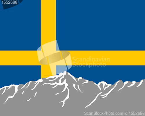 Image of Mountains with flag of Sweden