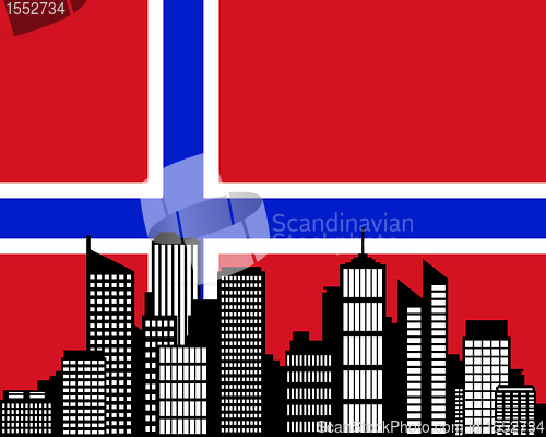 Image of City and flag of Norway