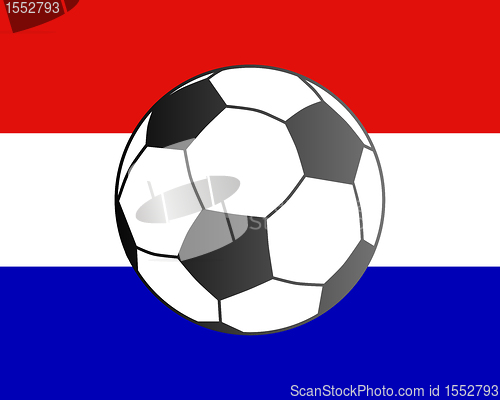 Image of Flag of the Netherlands and soccer ball