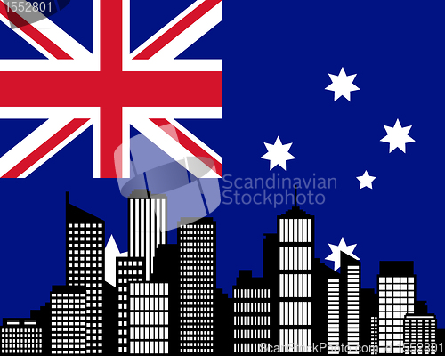 Image of City and flag of Australia