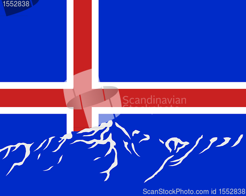 Image of Mountains with flag of Iceland