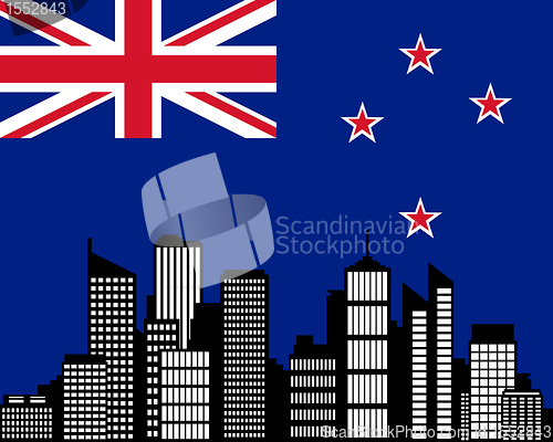 Image of City and flag of New Zealand
