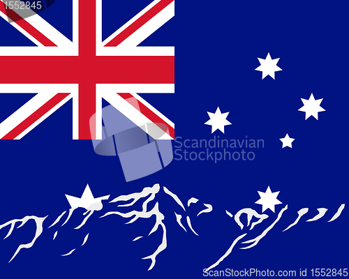 Image of Mountains with flag of Australia