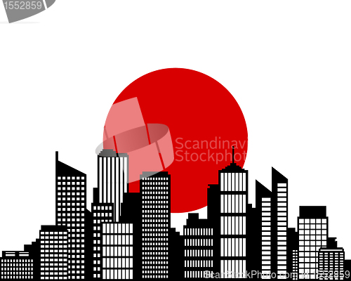 Image of City and flag of Japan