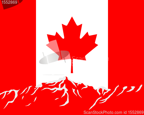 Image of Mountains with flag of Canada
