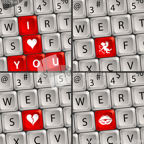 Image of Computer Keyboard with Love Icon