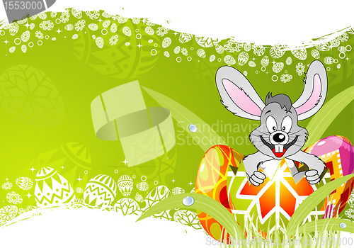 Image of Easter Frame with Eggs and Rabbit