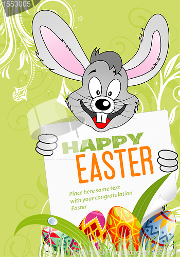 Image of Easter Poster with Eggs, Rabbit and Sheet of Paper