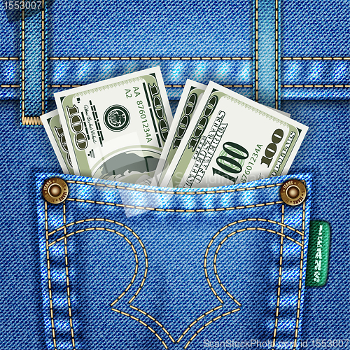 Image of Jeans Pocket with Dollar Bills
