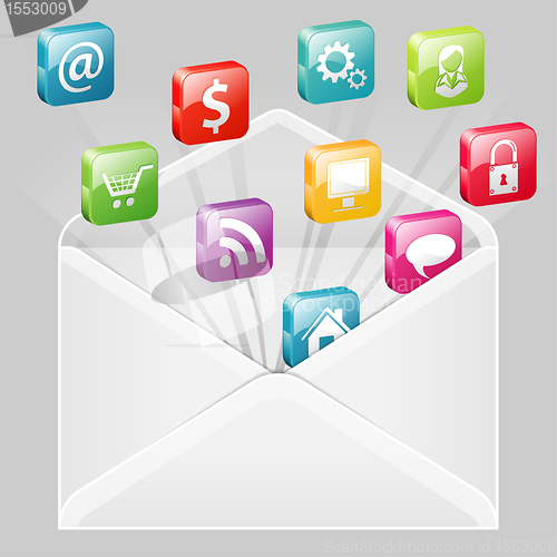 Image of Envelope with Set of Icons