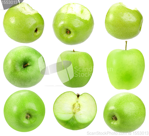 Image of Set of fresh green apples