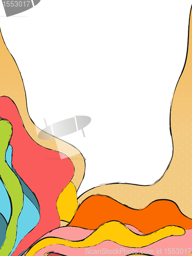 Image of Colorful Waves Background with Blank Speech Bubble