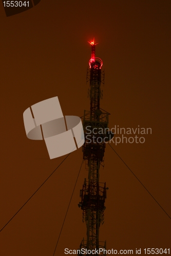 Image of radio tower at night