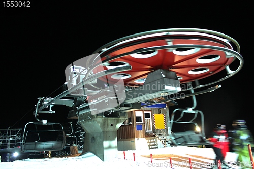 Image of chairlift at night