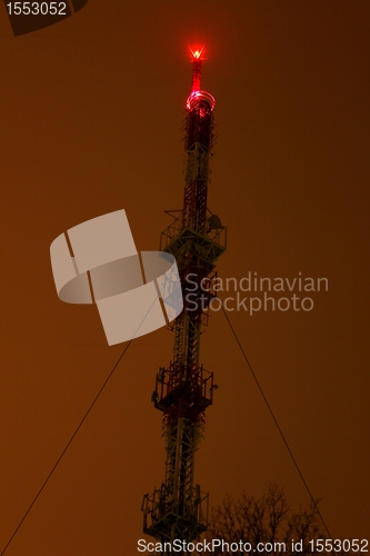 Image of radio tower at night