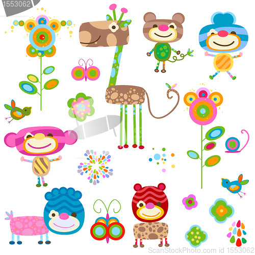 Image of animals and flowers