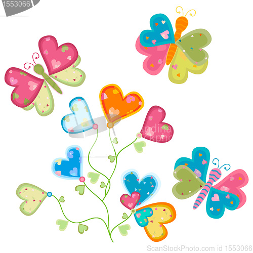 Image of love flower and butterflies
