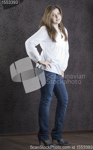 Image of Young girl studio portrait