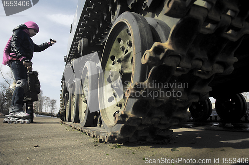 Image of Tank wheels in close view