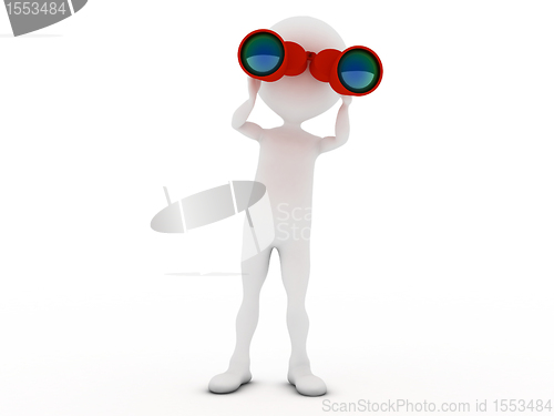 Image of Man looking through binoculars. 3d rendered illustration.