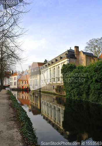 Image of On the canal in winter Bruges