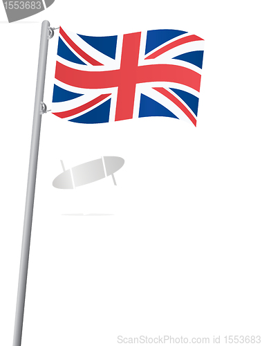 Image of United Kingdom flag on a flagstaff 