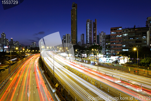 Image of city traffic at night