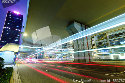 Image of city night traffic light trails