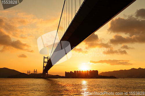 Image of tsing ma bridge in sunset