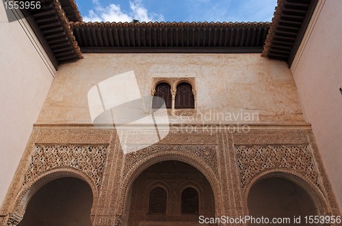 Image of Courtyard in Alhambra palace in Granada, Spain