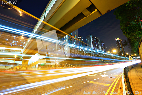 Image of Modern urban traffic at night