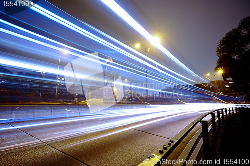 Image of traffic in city at night