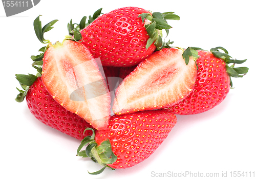 Image of Strawberries isolated over white background