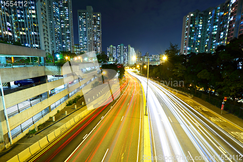 Image of night traffic light trail