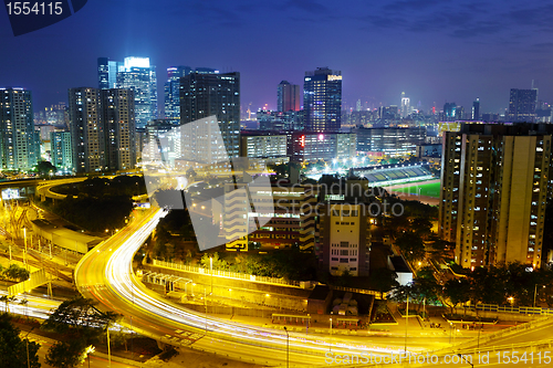 Image of night in Hong Kong downtown